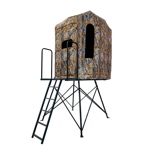 Muddy 360 Soft Side Resistant Heavy-Duty Powder Coated Steel Hunting Blind - Insulated Fabric Walls, Floor Pad, Silent Zipper Window System w/Sliding Mesh Backing - 5ft Deluxe Tower Platform