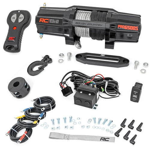6,500LB Rough Country UTV Electric Winch | 2.7HP | Synthetic Rope - RS6500SA