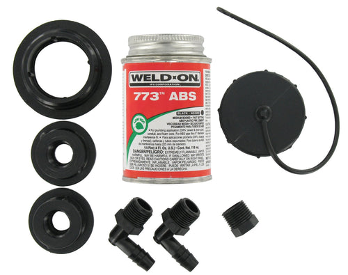 Valterra ABS Tank Fill Kit RK909 - Threaded Cap with Cement, Black