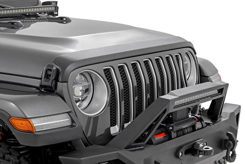 Front Hood Protector Rough Country for Jeep Wrangler JL/Unlimited (2018-2025) - High-Density Thermoplastic, UV-Resistant, Easy Install Trail Cladding