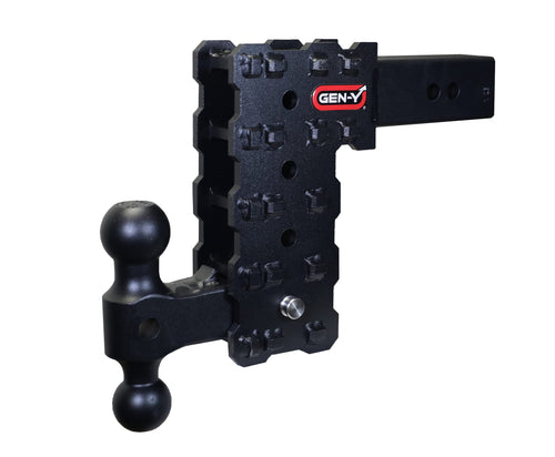 GEN-Y Hitch Adjustable Solid Shank Tow Hitch with Dual-Ball for 2.5" Receiver - 7.5" Drop - 16,000 LB Towing Capacity - 1,600 LB Tongue Weight - Black