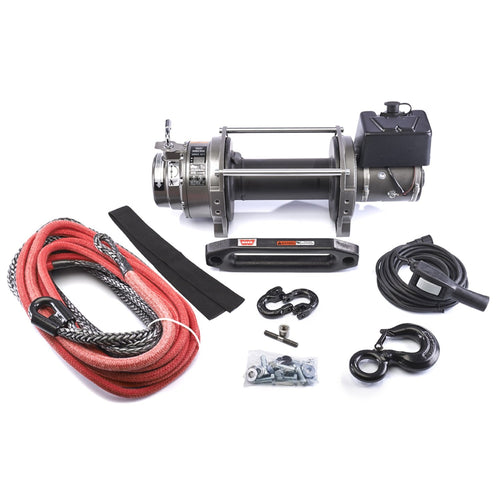12-S Series WARN 91044 12V Electric Industrial Winch with Spydura Pro Synthetic Cable Rope: 7/16" Diameter x 100' Length, 6 Ton (12,000 lb) Capacity