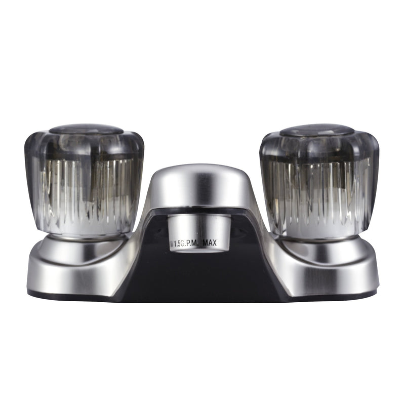 Dura Faucet RV Bathroom Faucet DF-PL700S-SN with Smoked Acrylic Knobs (Brushed Satin Nickel)