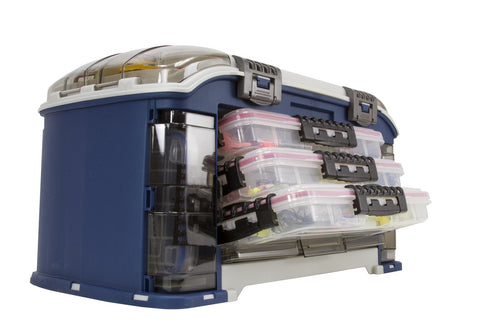 Plano Ultimate Angled Tackle System Elite Series, Blue, Includes 7 StowAway Utility Boxes, Premium Tackle Storage for Fishing Gear and Accessories, Waterproof Case