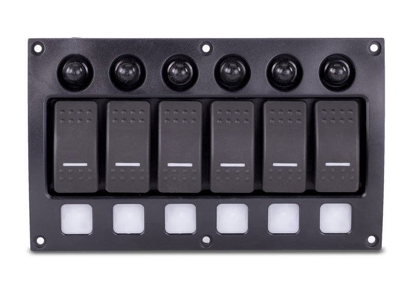 Sierra Switch Panel, SP21010 Weather Resistant 6P Contura Rocker w/Circuit Breaker
