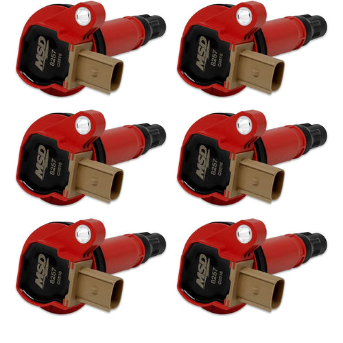 82576 MSD Ignition Coils, Red, 6-Pack (3-Pin Connector)