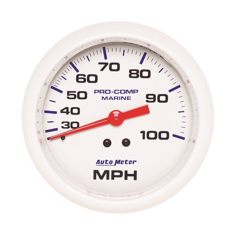 Speedometer AutoMeter Gauge, 3 3/8", 100Mph, Mechanical, Marine White (200754)