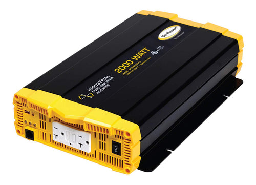 Go Power GP-ISW2000-12 Inverter Pure Sine Wave, 2000W Continuous 4000W Surge, 12V to 120V Power Converter, Slim Design, Two 20A GFCI Outlets, Industrial Use, 2-Year Coverage
