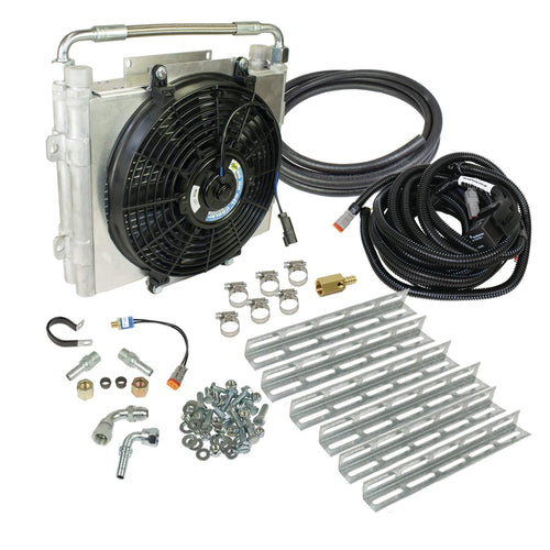 Xtrude BD Diesel 1030606-DS-12 Double Stacked Auxiliary Transmission Cooler Kit; 1/2 in. Tubing; Incl. Cooler/Bracket/Wiring Harness/Fittings/Temp Sensor/Sensor Adapter/Hardware;