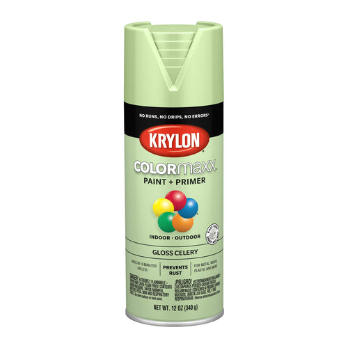 Krylon K05510007 Spray Paint and Primer COLORmaxx for Indoor/Outdoor Use, Gloss Celery Green