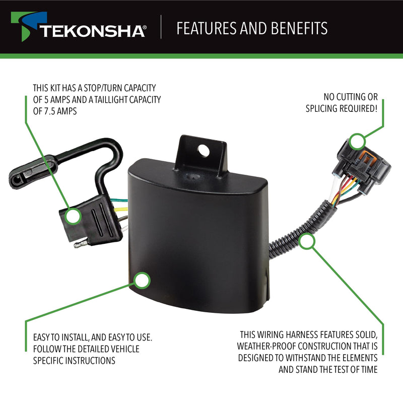 Tow Harness Tekonsha T-Connector Black 118784