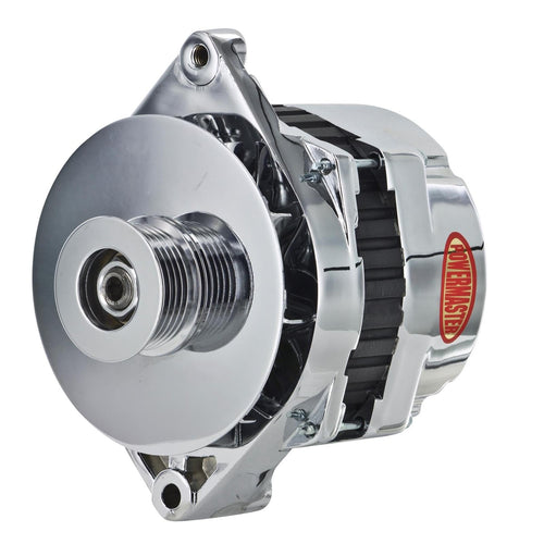 Alt GM CS144 Chrome 200A XS Volt™ 6 grv Pulley/Baffle Str MTG Threaded MTG Ear for Powermaster Corvette etc