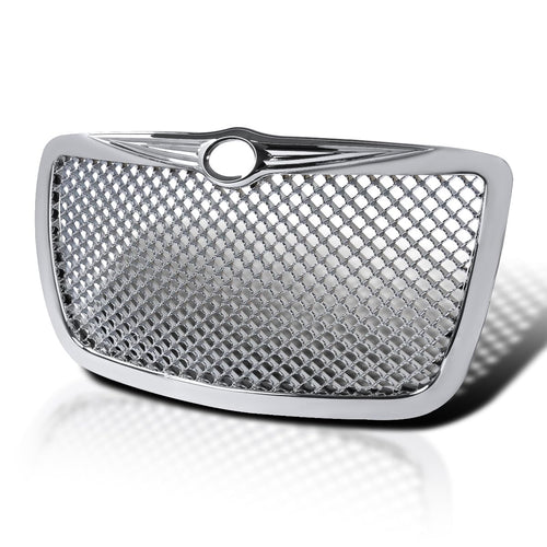 Front Chrome Mesh Grill Grille Spec-D Tuning Compatible with 2005-2010 Chrysler 300 300C