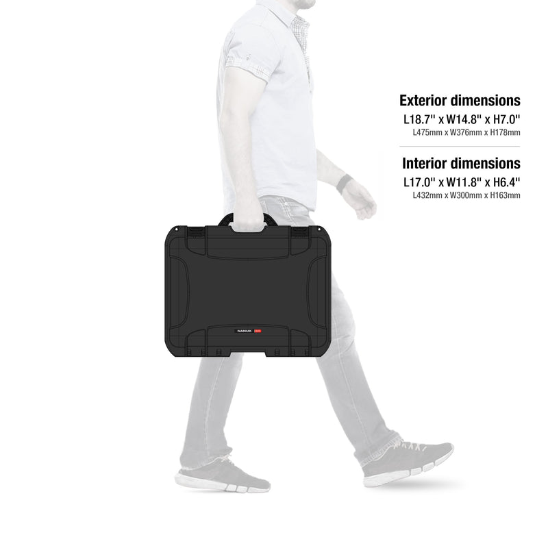 Waterproof NANUK 935 Hard Case with Carry-On Wheels and Padded Divider (Black)