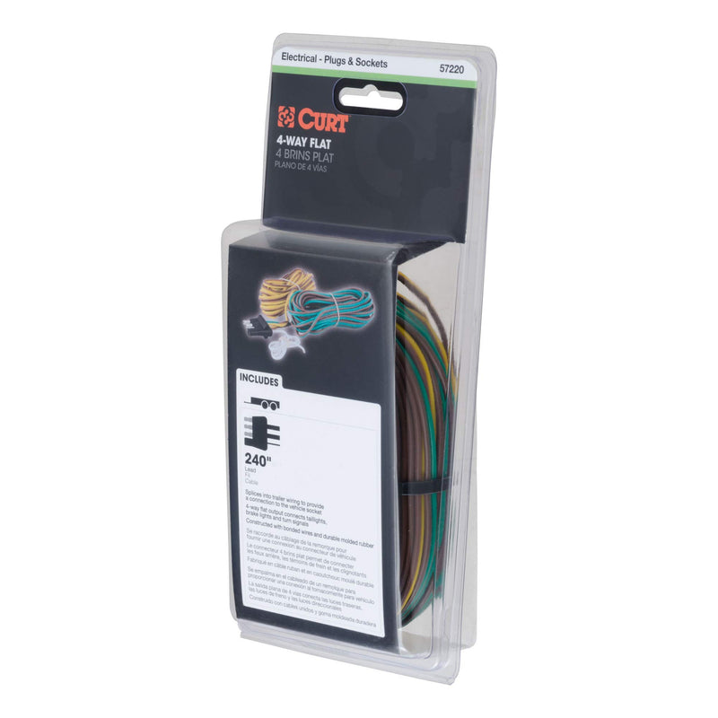 CURT 4-Pin Flat Wiring Harness for Rewiring Trailer, Includes 20-Foot Wires 57220