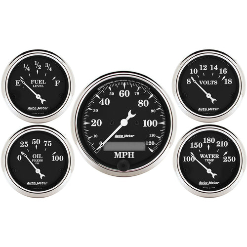 Auto Meter Old TYME 1709 Black Street Rod Kit