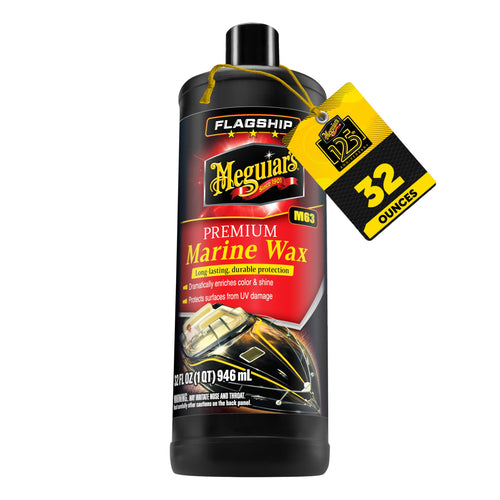 Meguiar’s Premium Flagship Marine Wax, M6332, Easy-to-Use Boat Polish and Wax that Removes Swirls, Scratches, and Oxidation While Adding Long-Lasting Protection, Gifts for Car Lovers, 32 Oz