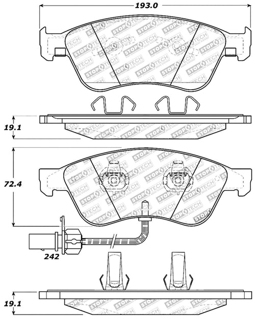 Sport Brake Pads StopTech 309.10240 with Shims and Hardware