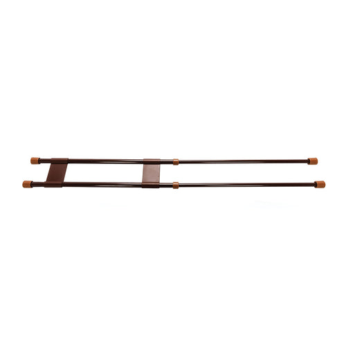 28" Camco Double RV Refrigerator Bar, Holds Food and Drinks in Place During Travel, Prevents Messy Spills, Spring Loaded and Extends Between 16" and 28" - Brown (44077)