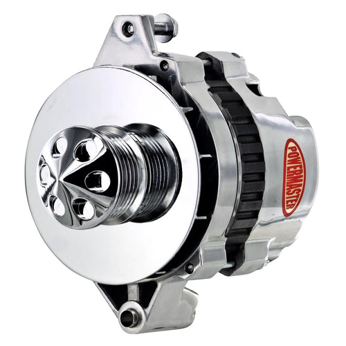 Alternator Powermaster 67802-362 Polish (CS130 140A 6 Groove Pulley, Baffle & Cone Mating 6.61" 1 Wire or OE Hookup)