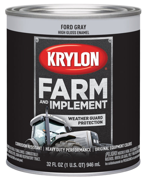 Krylon® Farm & Implement 2028 Brush, High Gloss, Ford Gray, 1 Quart Architectural Paints