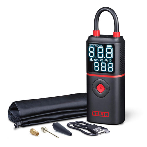 Rechargeable VIAIR EVC - Every Vehicle Carry™ Tire Inflator Portable Air Compressor with LED Light, Electric Air Pump for Cars, Bicycles, Motorcycles, Digital LED Display with preset function