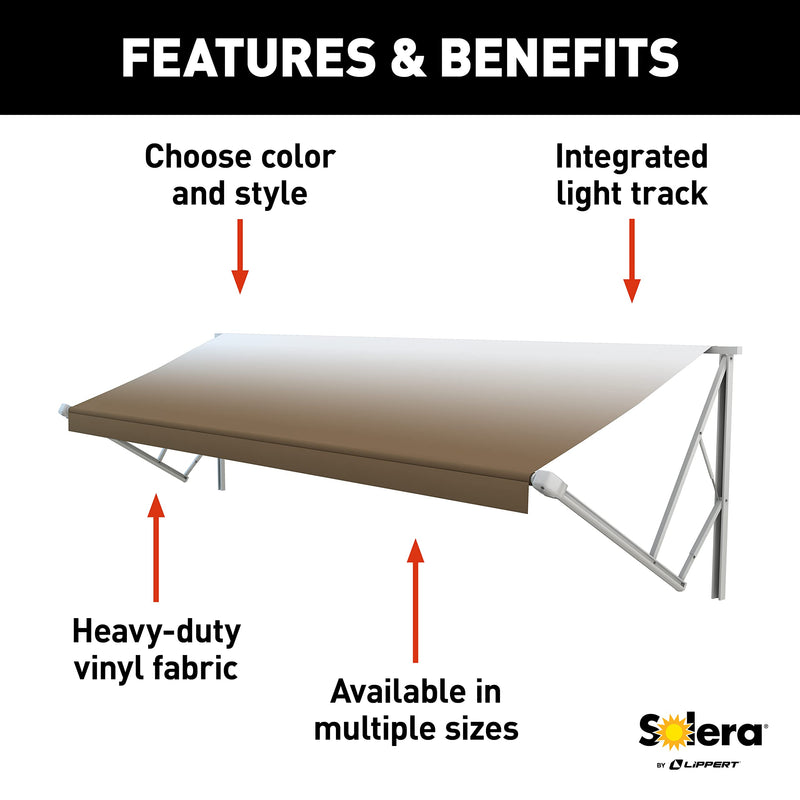Lippert Solera RV Awning Roller and Fabric Assembly 21' White/Sand V000266033