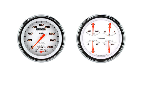 Classic Instruments Velocity White CT47VSW62-LS Direct Fit Gauge Package LS Swap Speedometer with Built in Tach and Quad Gauge Fits 1947-1953 Chevy Truck