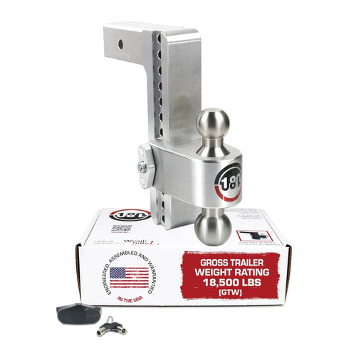 Weigh Safe Adjustable Hitch Trailer Ball Mount - 10" Adjustable Drop Hitch for 2.5" Receiver - Premium Heavy Duty Aluminum Trailer Tow Hitch w/ Stainless Steel Tow Balls (2" & 2 5/16") - 18,500 GTW