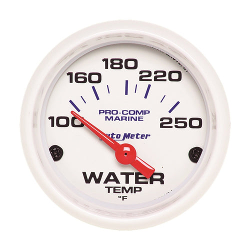 AutoMeter Gauge, Water Temp, 2 1/16", 100-250ºf, Marine White, Electric (200762)