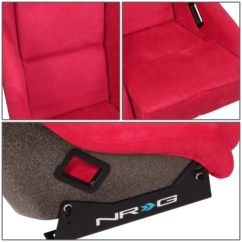 NRG Innovations Universal NRG-FRP-303RD-ULTRA Fixed Back Bucket Racing Seat with Side Mount Adapters for 6-Point Harnesses, Size M, Red Seat Cover, 22" W X 34" H X 21" D