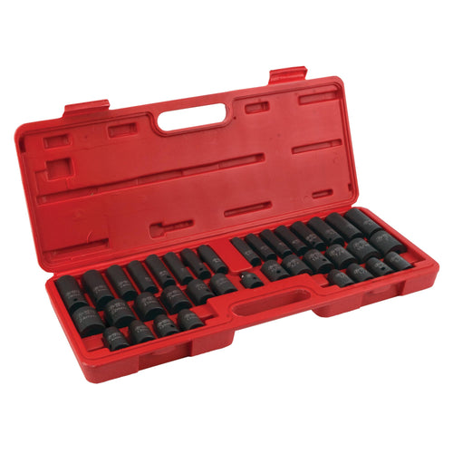 M796 Performance Tool 36-Piece Socket Set - Drop Forged Chrome Vanadium Steel with SAE & Metric Deep and Standard Sizes in Storage Case