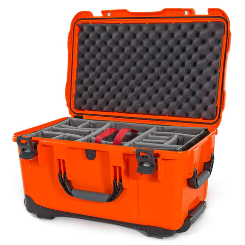 Waterproof NANUK 938 Hard Case with Wheels and Padded Divider - Orange