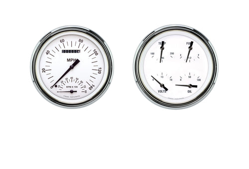 Classic Instruments CT47WH62-LS Hot White Direct Fit Gauge Package LS Swap Speedometer with Built in Tach and Quad Gauge Fits 1947-1953 Chevy Truck