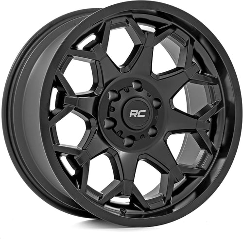 20x10 Rough Country Series 80 Wheel - 5x5.0" Bolt Pattern, 19mm Offset, One-Piece Aluminum, Semi-Gloss Black Off-Road Rim for Jeeps, Trucks, SUV