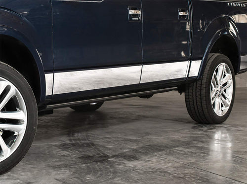 ICI T3029-304M Rocker Panel Trim Stainless Steel Fits 2009-2018 Dodge RAM 1500 Crew Cab Short Bed - 5.75in Wide Tapered - 12 Pcs - Fits Body Line Down