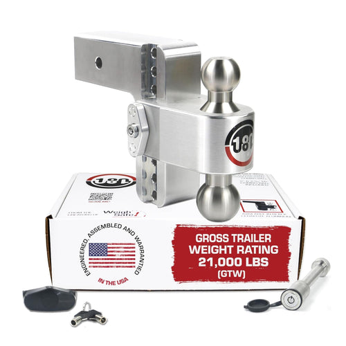 180-Degree Weigh Safe Trailer Hitch - Adjustable Trailer Hitch for Towing - Compatible with 3" Receivers - 6" Drop, Stainless Steel Tow Balls, 21,000 GTW, 2-Piece Lock Set