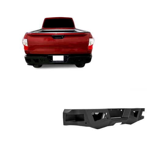 Heavy Duty Black Horse Armour Rear Bumper Matte Black Compatible with 2016-2024 Nissan Titan XD-ARB-NITI