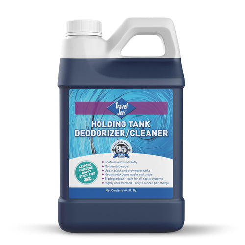 Travel Jon Holding Tank Treatment - Gray & Black Tank Treatment, RV Toilet Digester for Camper, Boat, & Porta Potty - Extra Strength Odor Eliminator | Fresh Scent (64 oz)