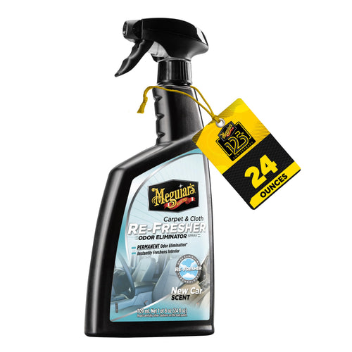 Meguiar's Odor Eliminator Spray Carpet & Cloth Re-Fresher - Interior Fabric Odor Eliminator - Permanently Eliminates Odors & Freshens Fabrics in your Car, Easy to Use Trigger Spray, 24 Oz