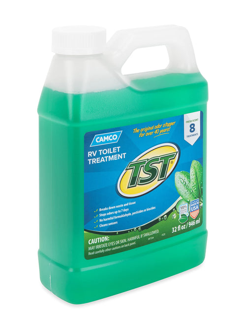Camco TST RV Toilet Treatment Fresh Scent - Formaldehyde Free - Breaks Down Waste And Tissue - Septic Tank Safe - Treats up to 8-40 Gallon Holding Tanks (32 Ounce Bottle) (40226)