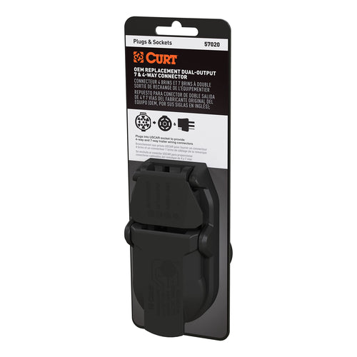 CURT 57020 Dual-Output OEM Replacement Vehicle-Side 7-Pin, 4-Pin Connectors, Plugs into Any USCAR Socket, Packaged