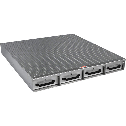 1404980 Jobox 4-Drawer Long Floor Heavy-Duty Aluminum Drawer Storage - (48" W x 6" H x 50" L)