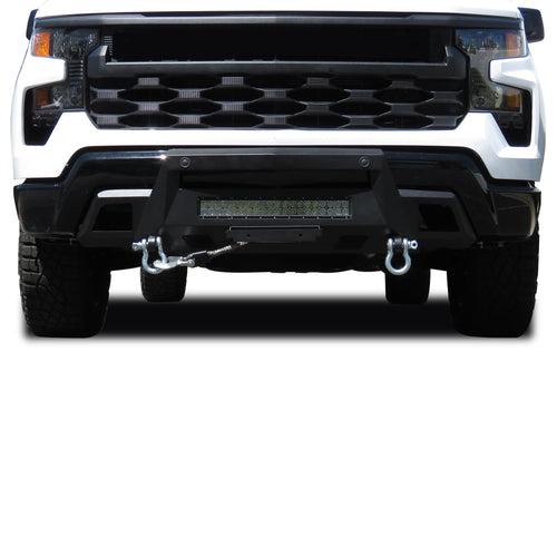 Heavy Duty Black Horse Armour III Front Winch Bumper Kit & Winch Textured Black Compatible with 2022-2024 Chevrolet Silverado 1500-AR3HD06-W12