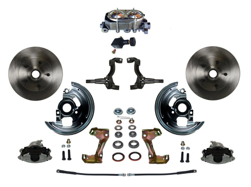 Manual LEED BRAKES Front Disc Brake Conversion Kit With Cast Iron Chrome Top M/C Adjustable Proportioning Valve
