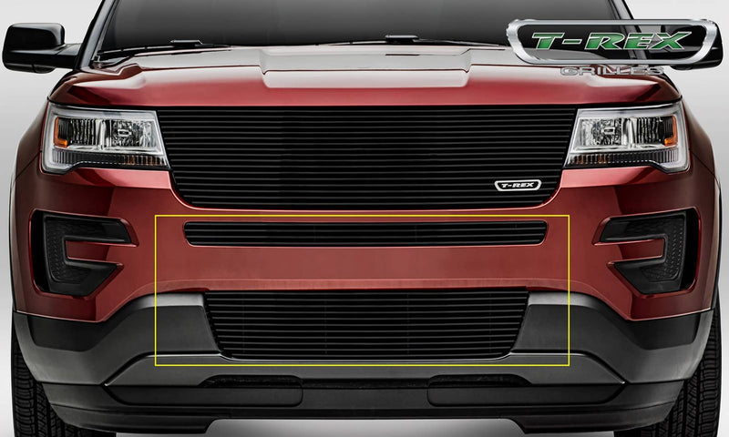 2016-2017 Explorer T-Rex Grilles Billet Bumper Grille, Black, 2 Pc, Insert, Does Not Fit Vehicles with Camera - PN #25664B