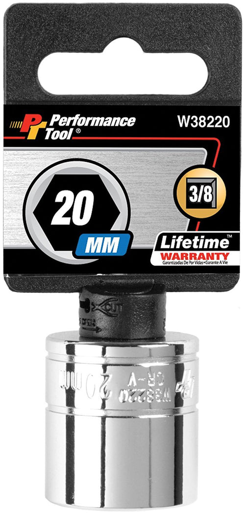 W38220 Performance Tool 6-Point Socket, 3/8" Drive, 20mm (Packaging may vary)