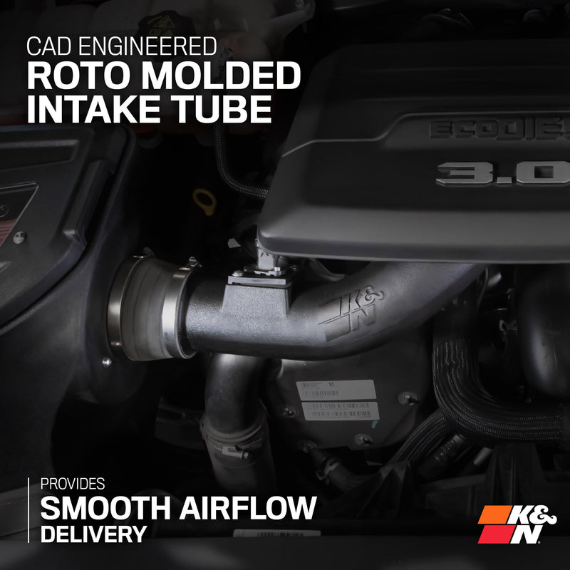 Cold Air Intake System K&N: High-Flow Air Filter, Increase Performance & Towing: Compatible with 2020-2023 RAM: 1500, 63-1586