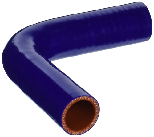 HPS Silicone High Temperature HTSER90-125-150-BLUE 4-ply Reinforced 90 degree Elbow Reducer Coupler Hose, 75 PSI Maximum Pressure, 4" Leg Length on each side, 1-1/4" > 1-1/2" ID, Blue