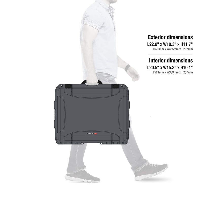 Waterproof NANUK 950 Hard Case with Wheels and Padded Divider - Graphite